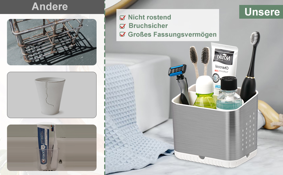 Тримач для зубних щіток електричних: органайзер для ванної кімнати, сірий