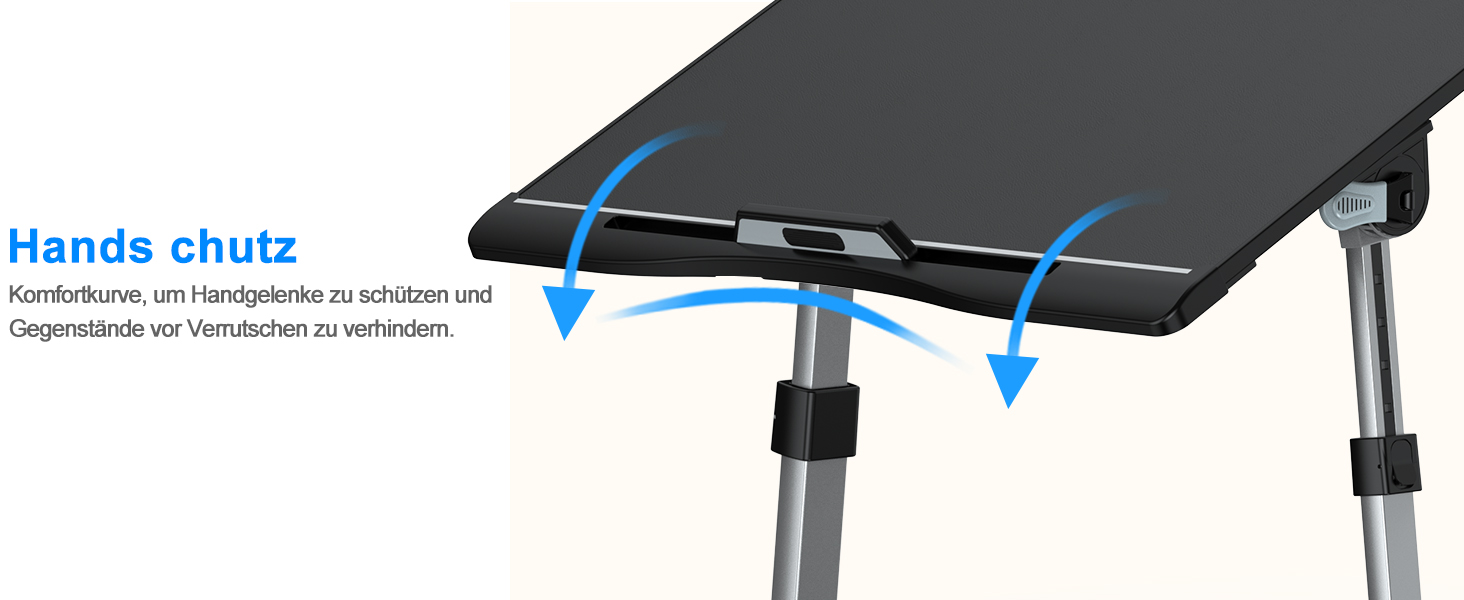 Стіл для ноутбука Potuopy з регульованою висотою та кутом нахилу, складний, великий розмір (60*40 см), чорний, з еко-деревом для роботи, читання та їжі на ліжку/дивані