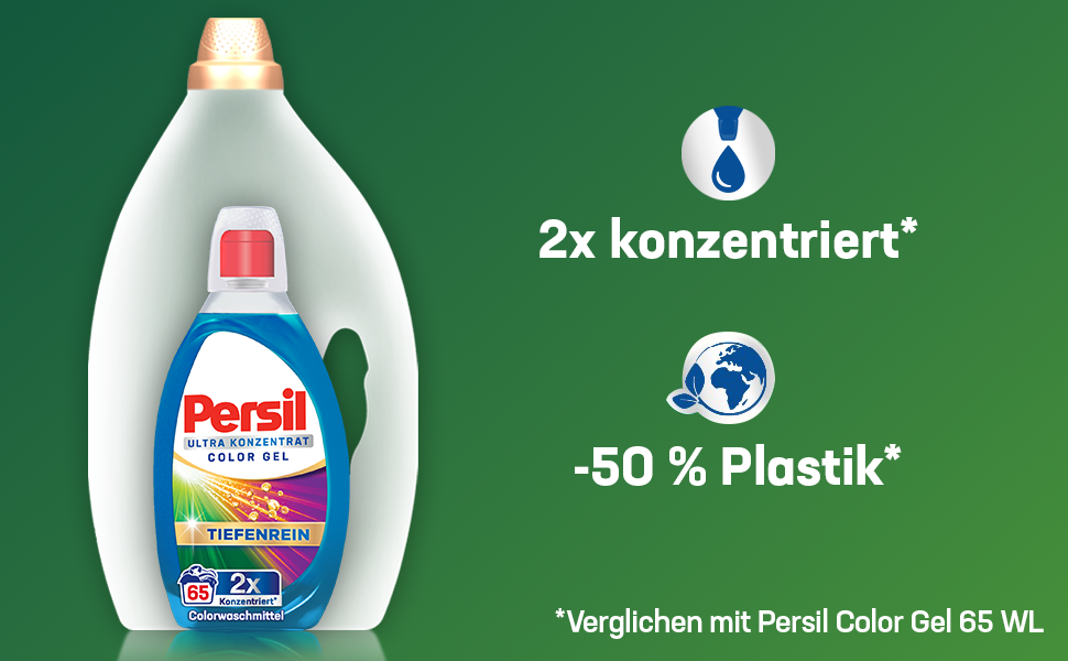 Рідкий пральний засіб Persil Ultra Konzentrat Color для кольорових речей, 2 x 65 прань, з технологією Tiefenrein-Plus проти стійких плям