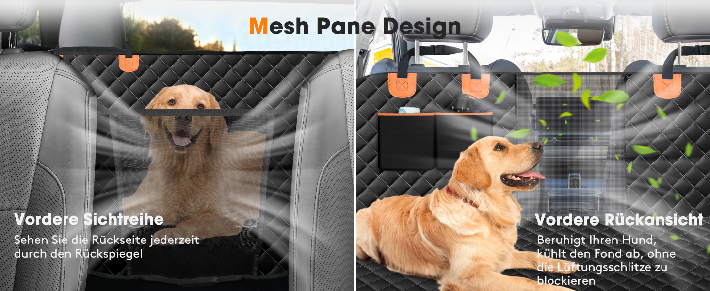JOEJOY Dog Car Seat Cover - Waterproof & Scratch-Resistant Back Seat Protector with Side Flaps & Window, for Cars, Vans, SUVs - 135x144cm - Black