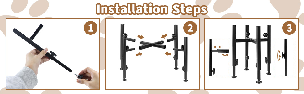 Підставка для миски для собак з підставкою для лап, регульована по висоті (15-26 см), металева, для води та корму, для маленьких, середніх та великих собак (лише стійка)