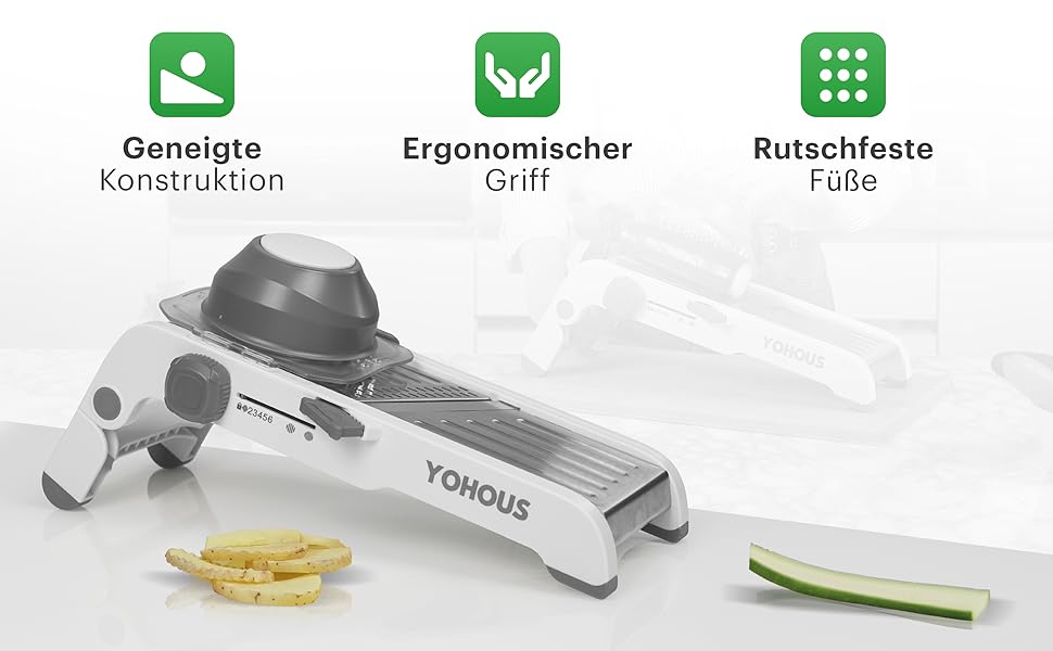 Обрізчик овочів Mandoline з нержавіючої сталі – професійний овочеріз з регулюванням товщини нарізки, для нарізки жульєном/кубиками/смужками, придатний для миття в посудомийній машині