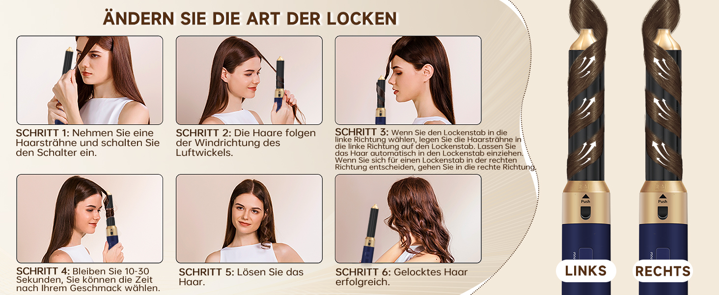 Фен-щітка 6 в 1 для волосся: стайлер, плойка, об'єм, локони