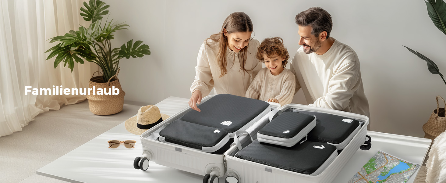 Органайзери для валізи - набір 8 шт. (Compression Packing Cubes), вологостійкий, для подорожей, чорний