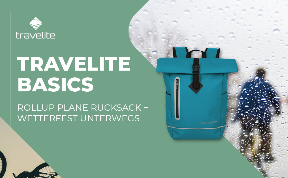 Водонепроникний рюкзак Travelite Rolltop 19 л для велосипеда та міста з відбивачами, синій