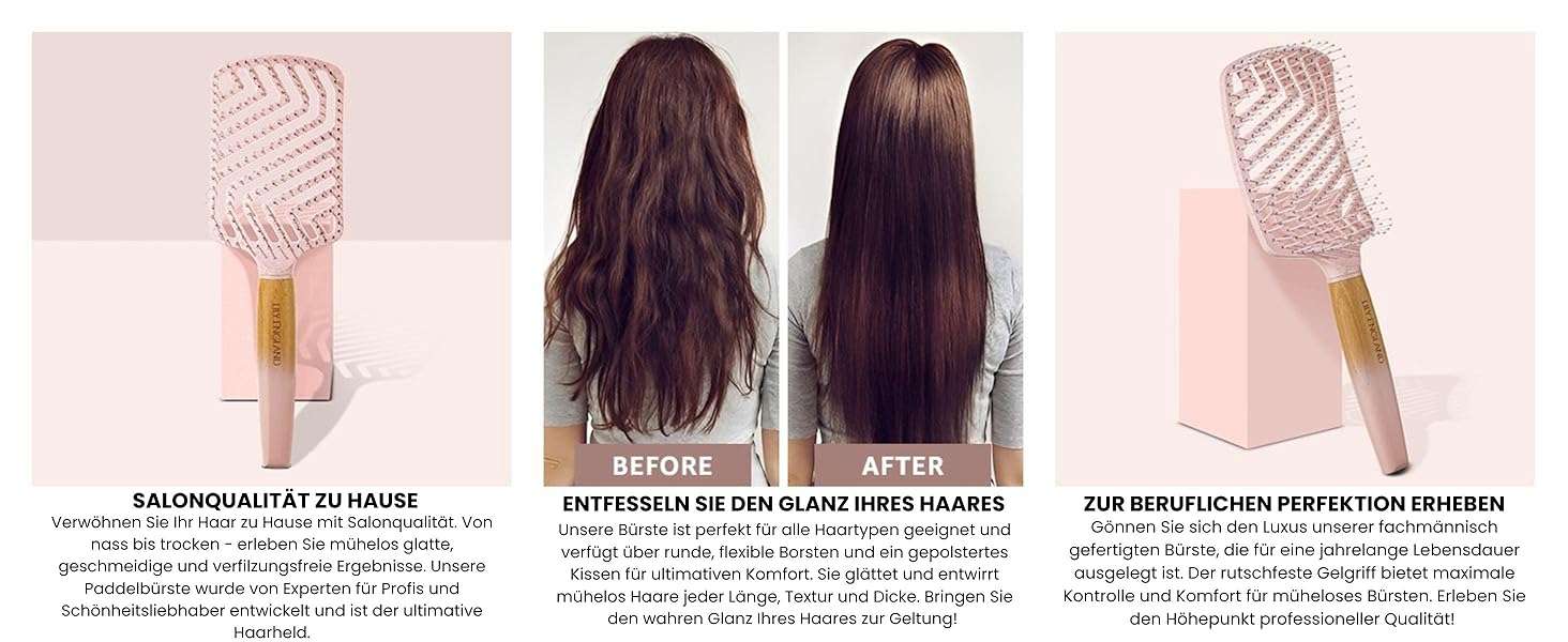 Щітка для волосся Lily England Lockenbürste для створення локонів та розплутування - безболісна щітка для мокрого та сухого волосся з гнучкими щетинками - ідеальна для жінок з кучерявим волоссям 3c-4c, золото (світло-рожевий)