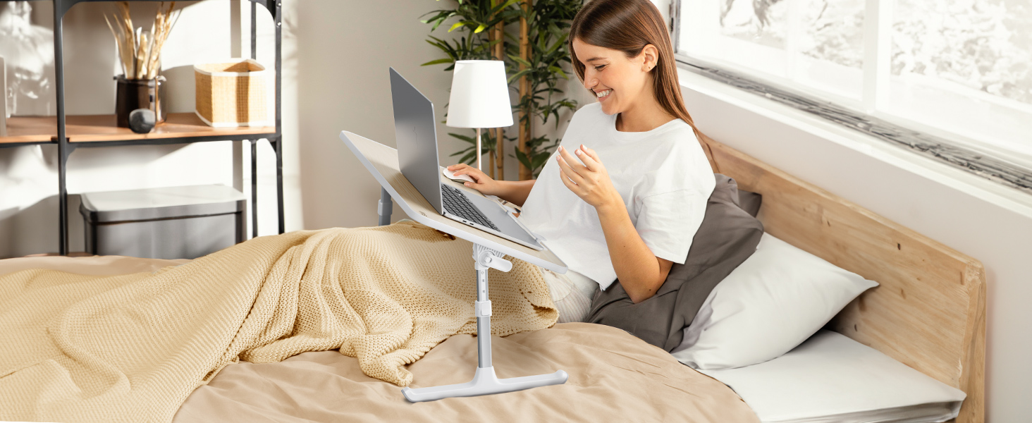 Приставний столик SAIJI для ноутбука з регулюванням висоти, 5 рівнів, складаний, для дивану/підлоги, 52*30 см, теак, 60*33 см