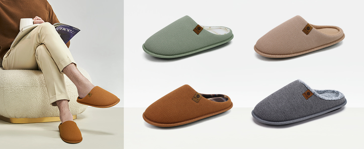 Чоловічі тапочки ONCAI з піною Memory Foam, штучним хутром, підошвою з гуми, для дому та вулиці, розмір EU 40-49, чорний