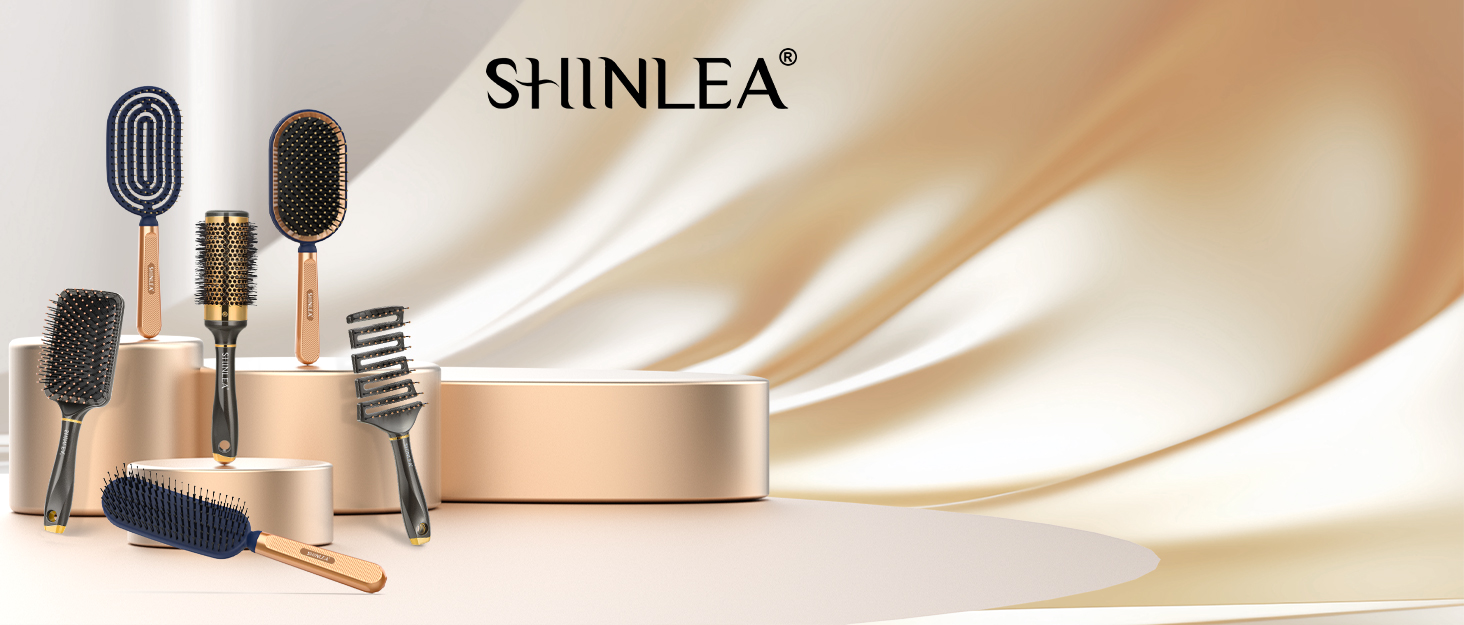 Кругла щітка для волосся SHINLEA 43 мм – професійна щітка для локонів, укладання та сушіння, підходить для жінок та дітей, золота