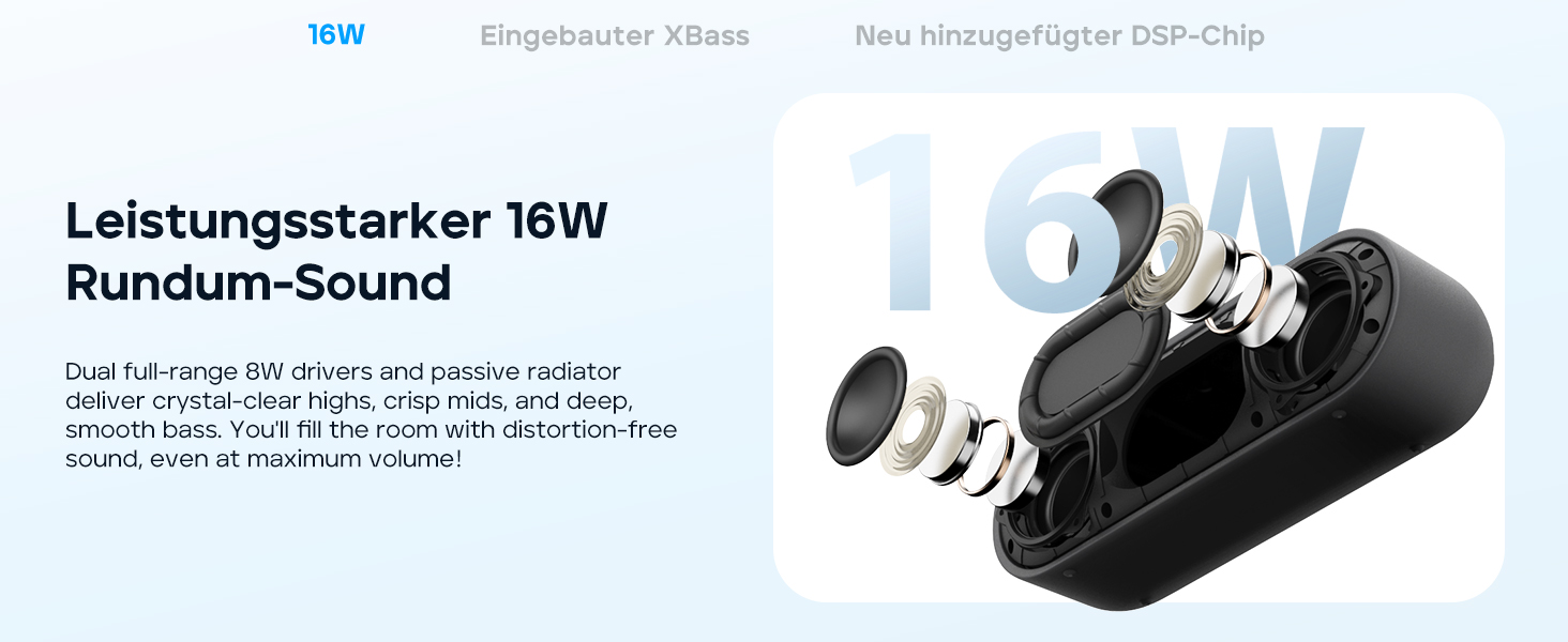 Tribit XSound Go Bluetooth колонка 16W, чорна: Водонепроникна (IPX7), 24 год, TWS, портативна для подорожей, пляжу, кемпінгу