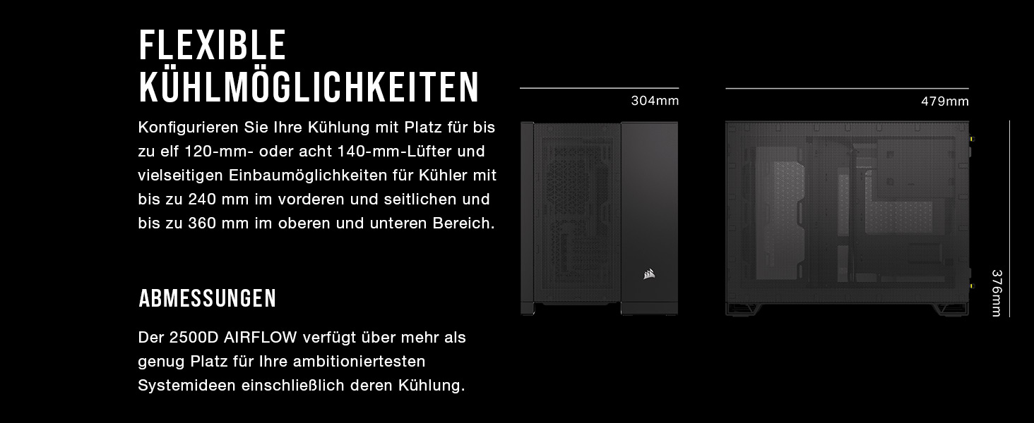 Корпус для ПК CORSAIR 2500D Airflow mATX: Чорний, 2-камерний, для водяного охолодження, сумісний з материнськими платами з реверсивним підключенням