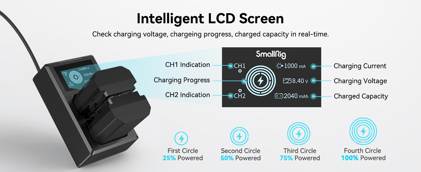 Запасні акумулятори SMALLRIG NP-FZ100 для камер Sony (2 шт.) 2040mAh з LCD-дисплеєм та зарядним пристроєм
