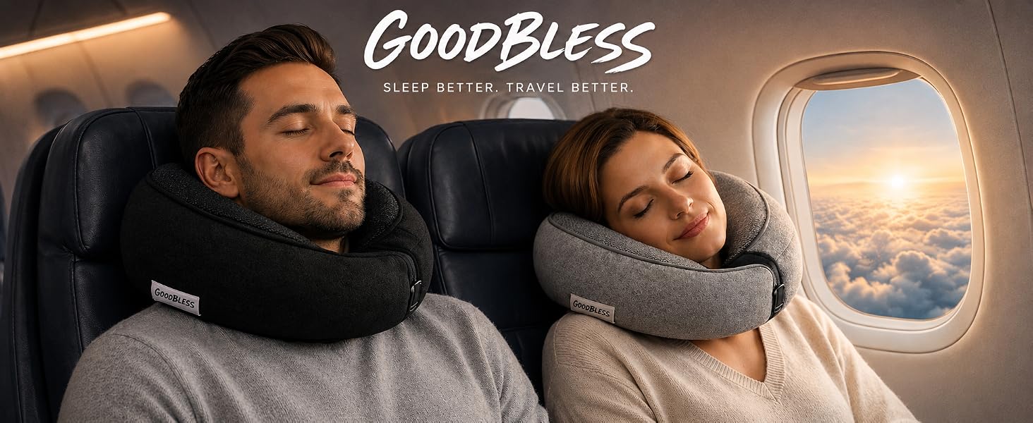 Подушка для подорожей Goodbless з ефектом пам'яті та підтримкою підборіддя 360°, рожева