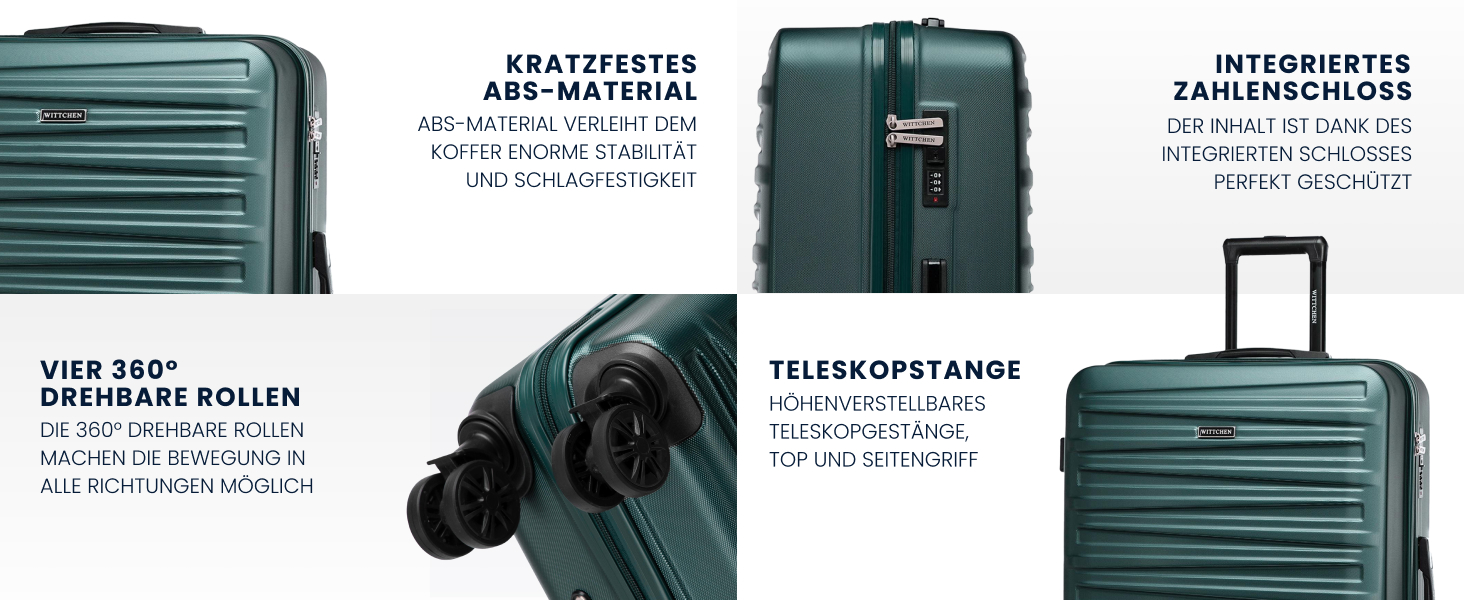 WITTCHEN Skyspeed Line - великий валіза-телескопічний кофр з ABS, 4 колеса, комбінаційний замок, для авіакомпаній Lufthansa/Eurowings/Ryanair/Condor