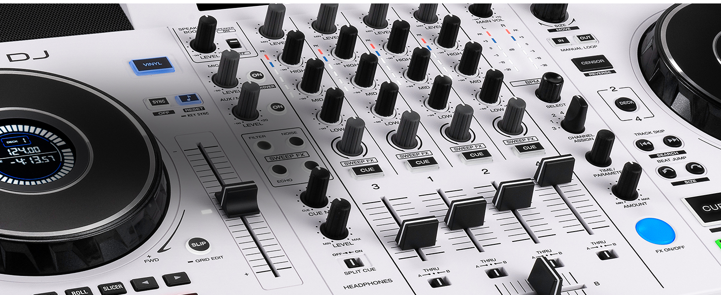 DENON DJ SC LIVE 4 - DJ контролер з розділенням на стеми, Wi-Fi, вбудовані колонки, сумісний з Serato DJ та Virtual DJ