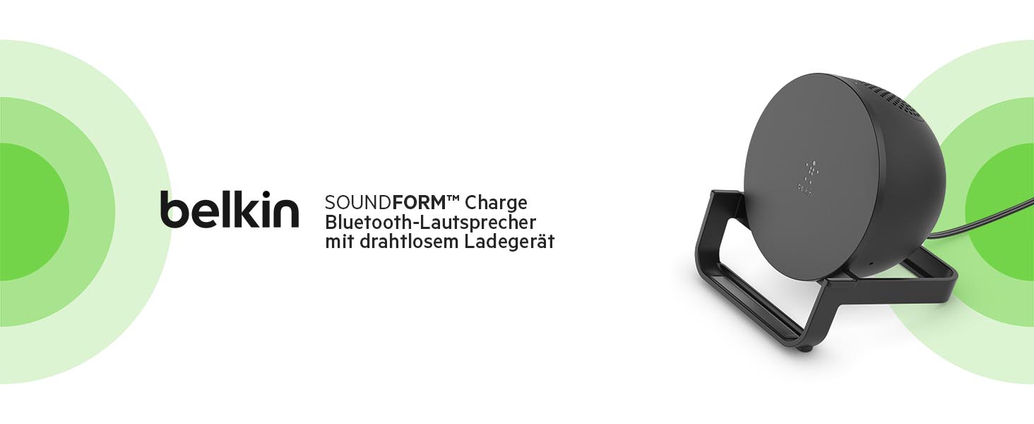 Belkin SoundForm Charge: Bluetooth-динамік з бездротовим зарядним пристроєм (Чорний)