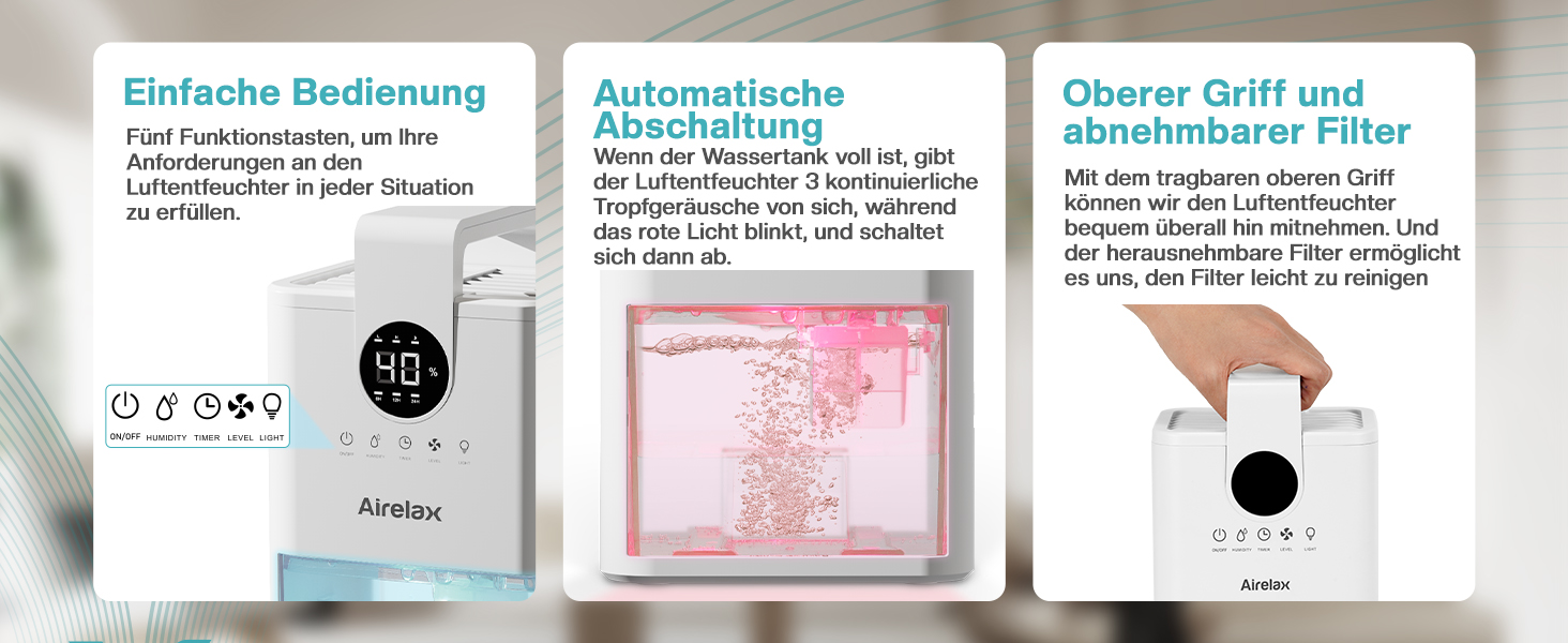 Електричний осушувач повітря Airelax 1000 мл з автовимкненням, тихий, для підвалу, спальні, ванної кімнати