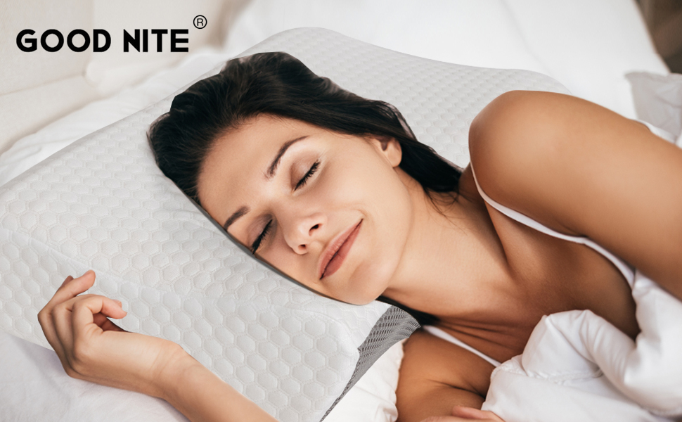 Ортопедична подушка для сну Good Nite з ефектом пам'яті, ергономічна, для шиї та плечей, проти болю в шиї, для бокового сну, 65×36×13/10 см