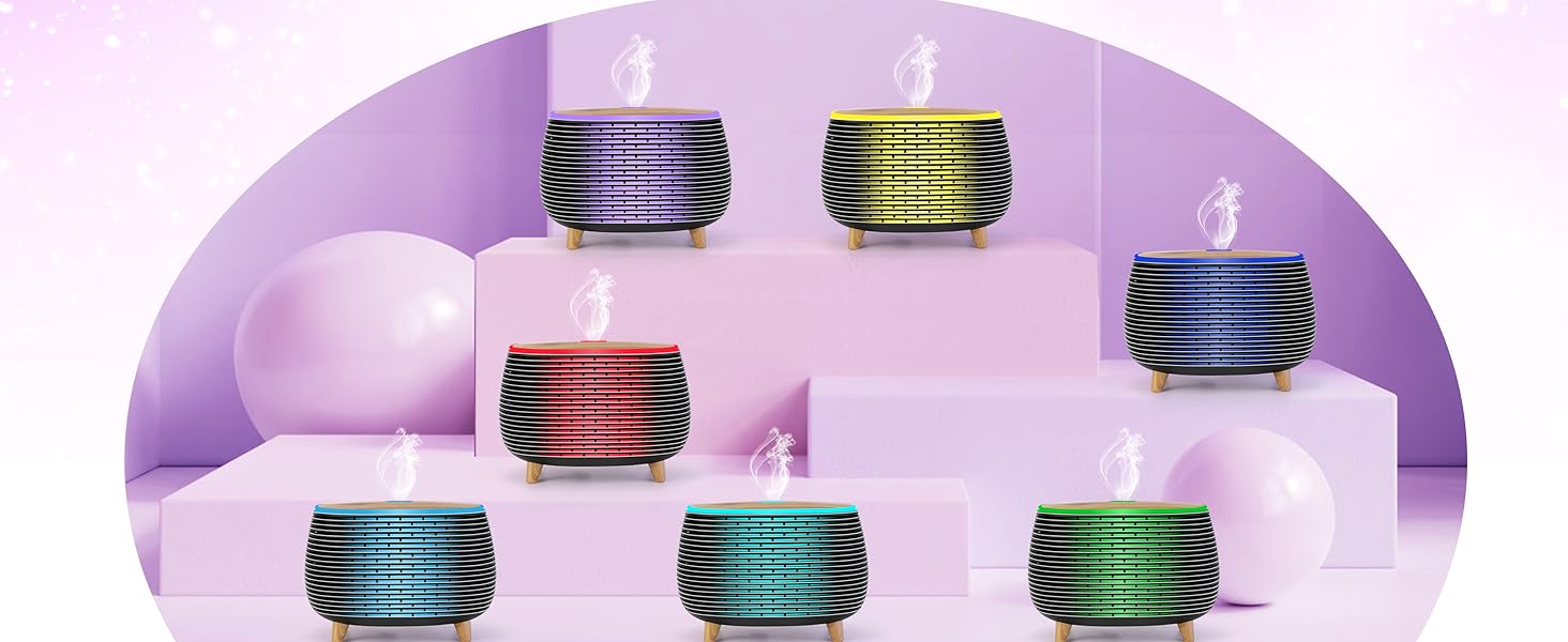 Аромадифузор Diffuserlove 400 мл з підсвіткою, для ефірних олій, аромадифузор для кімнати, з 7 кольорами, зволожувач повітря