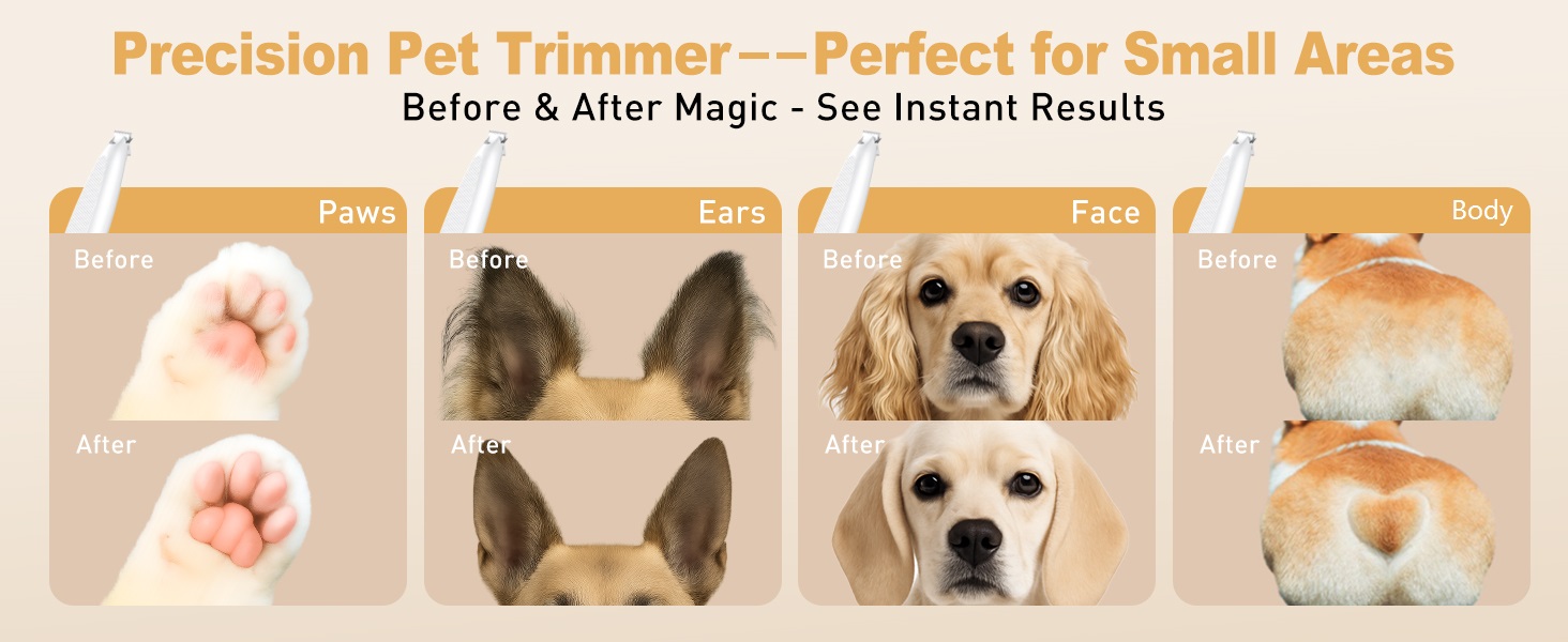 Триммер для лап собак Leise: професійна машинка для стрижки з LED-підсвічуванням, водонепроникний, USB-зарядка, для собак та котів