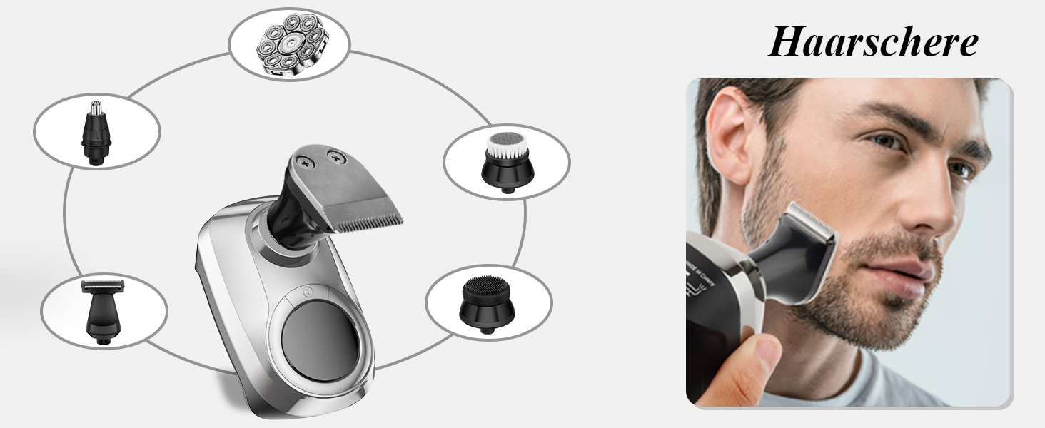 Електричний гоління для чоловіків Glatzen 9D – гоління голови, мокрого та сухого типу, водонепроникний, з LED дисплеєм, блокуванням від подорожей, набір для догляду з 6 насадками для обличчя та тіла