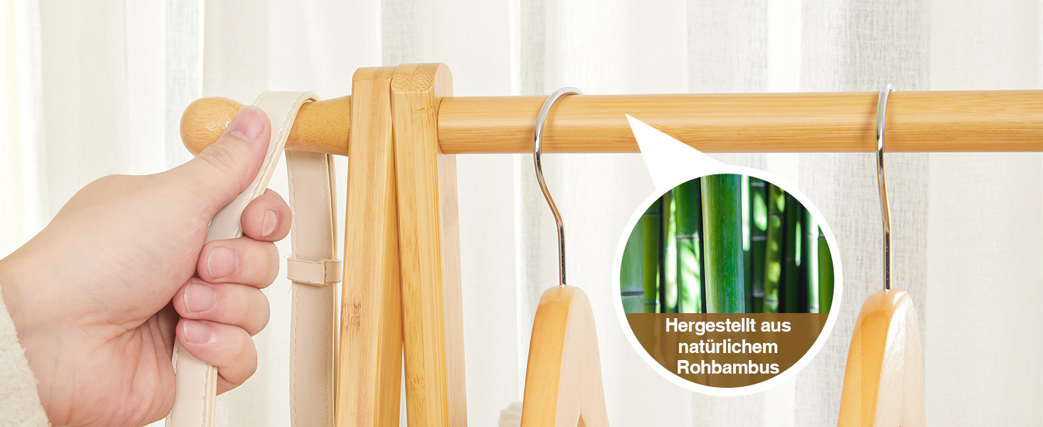 Легкий стійкий вішак для одягу Yorbay з бамбука з сумкою для зберігання, 149 см, натуральний колір