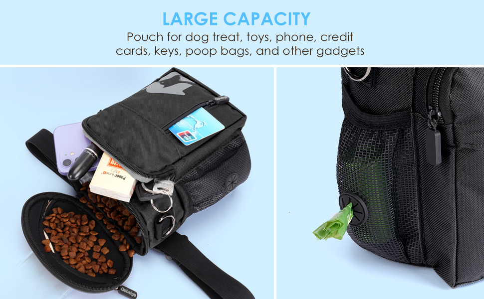 Ласощі для собак Gobeigo, кликер для дресирування, поясна сумка з дозатором кульок, сумочка для ласощів для прогулянок (Чорний)