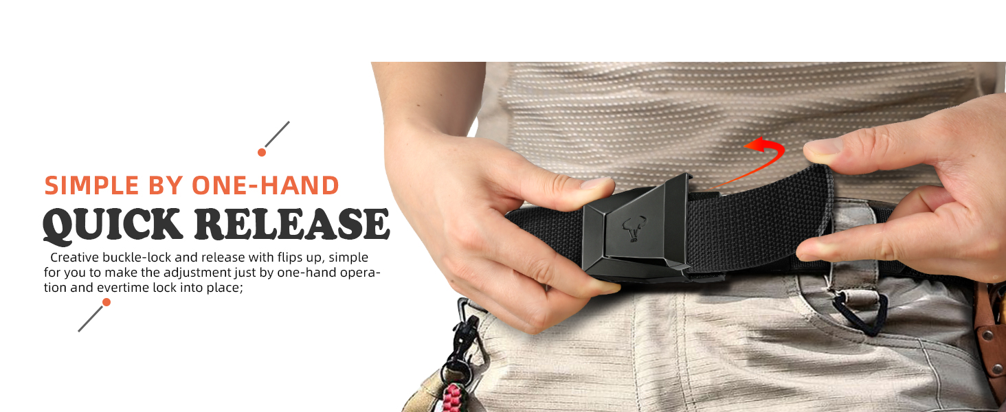 Тактичний ремінь BULLIANT для чоловіків: робочий, військовий, для піших прогулянок, ширина 3.8 см, металева пряжка швидкого кріплення, чорний, регульований, 115 см