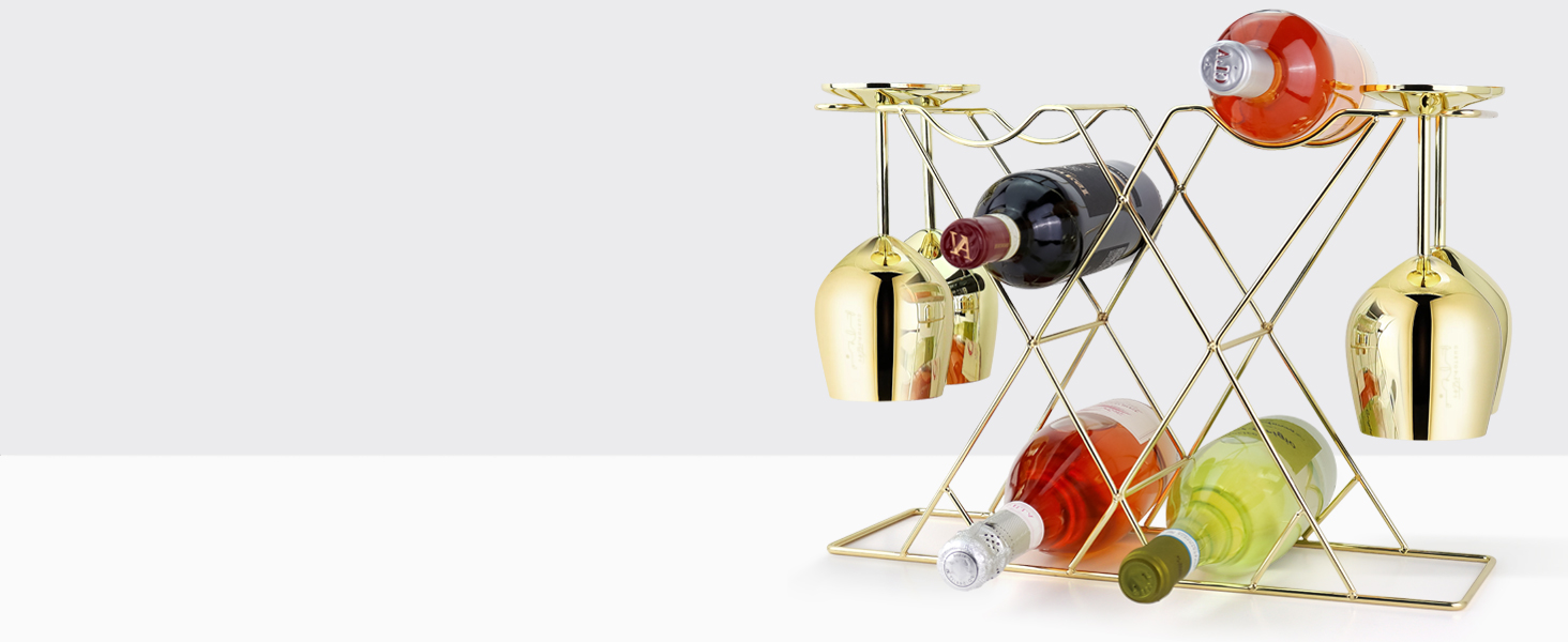 Стильне металеве вінорегулятор Gusto Nostro для столу (рожеве золото, 8 пляшок)