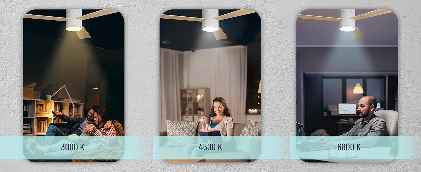 Стеляний вентилятор Noaton® Fornax Weiß з підсвічуванням, діаметр 132 см, DC мотор 40 Вт, регульоване LED-освітлення 22 Вт, 3 колірні температури, пульт дистанційного керування, таймер, повітряний потік до 185 м³/хв (Zoya WL)