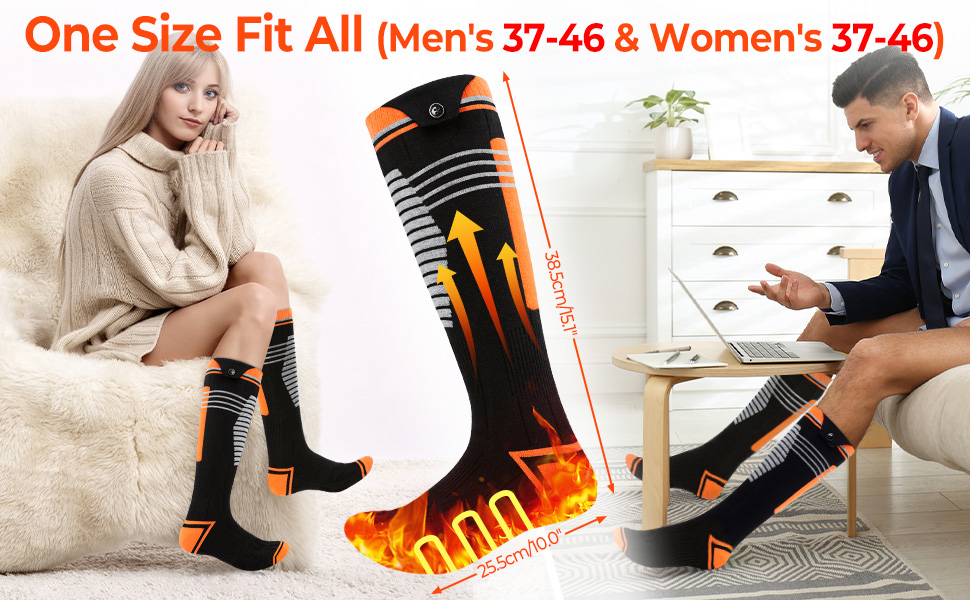 Гріючі шкарпетки для жінок та чоловіків з акумулятором 6000mAh, 9 годин роботи, керування через додаток, 4 режими нагріву, для катання на лижах, полювання, риболовлі, кемпінгу та активного відпочинку
