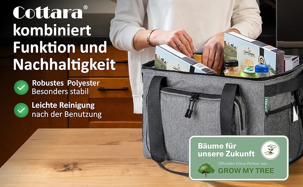 Складана сумка-холодильник 30л, водовідштовхувальна, +12 годин свіжості, міцна ізоляція – сіра сумка-холодильник, сумка для обіду, термосумка для пікніка