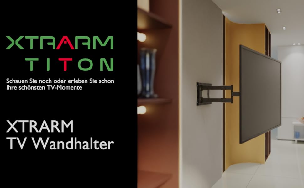 Настінний кріплення для телевізора XTRARM TiTon, 120 см, поворотне, 40 кг, VESA max 400x400 мм, чорний