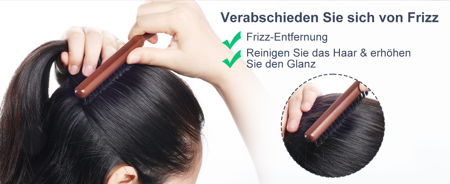 Дерев'яна щітка для волосся AISEELY з щетиною дикого кабана (2 шт.) - зменшує ламкість та пухнастість