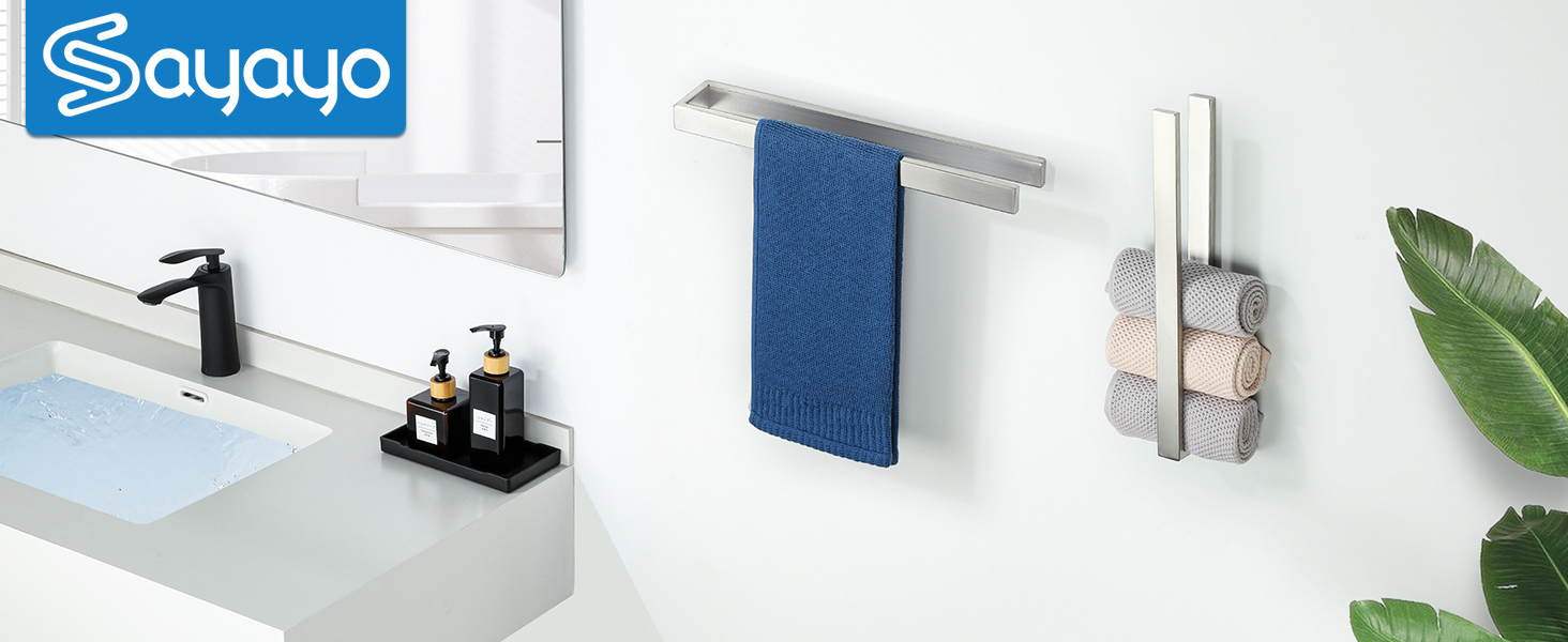 Тримач для рушників SAYAYO без свердління, нержавіюча сталь, 40 см, для ванної та кухні