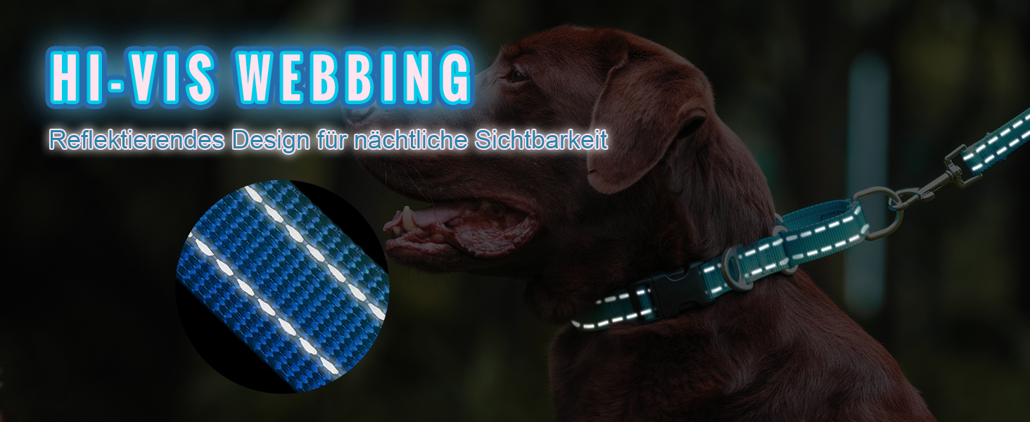 Нашийник для собак Martingale, світловідбиваючий, з зупиняючою функцією, для великих, середніх та маленьких собак, нейлон, блакитний, розмір L