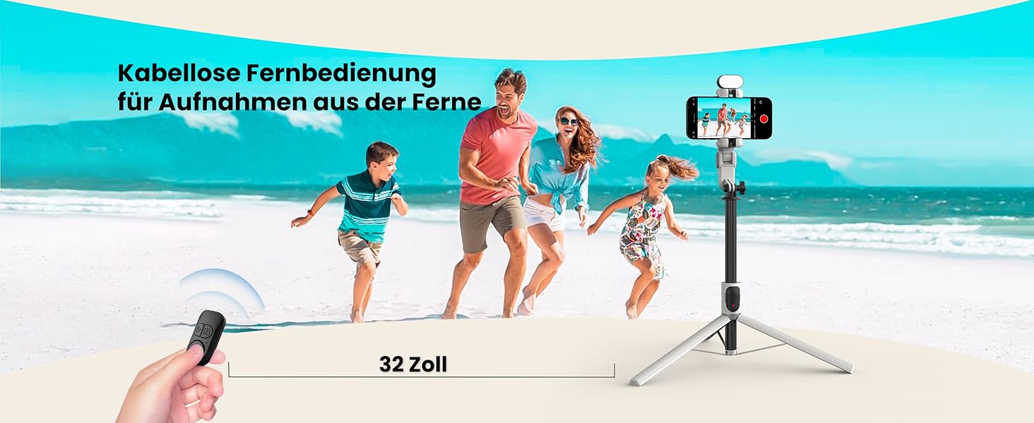 Стабілізатор для телефону AOCHUAN M2Pro, 4-в-1 RGB світло, тримач для смартфона, 108 см, чорний/білий