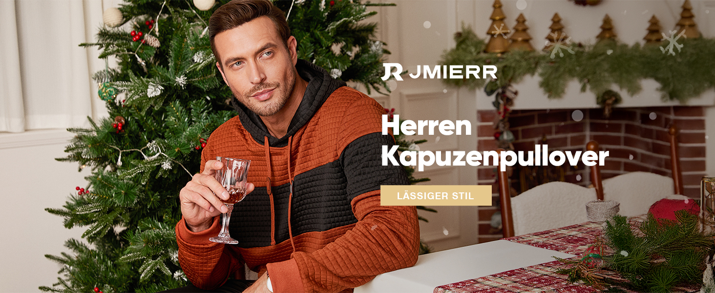 Чоловічий теплий худі JMIERR з капюшоном та кишенями, прогулянковий джемпер з жаккардовим візерунком та кольоровими блоками, Khaki, розмір L