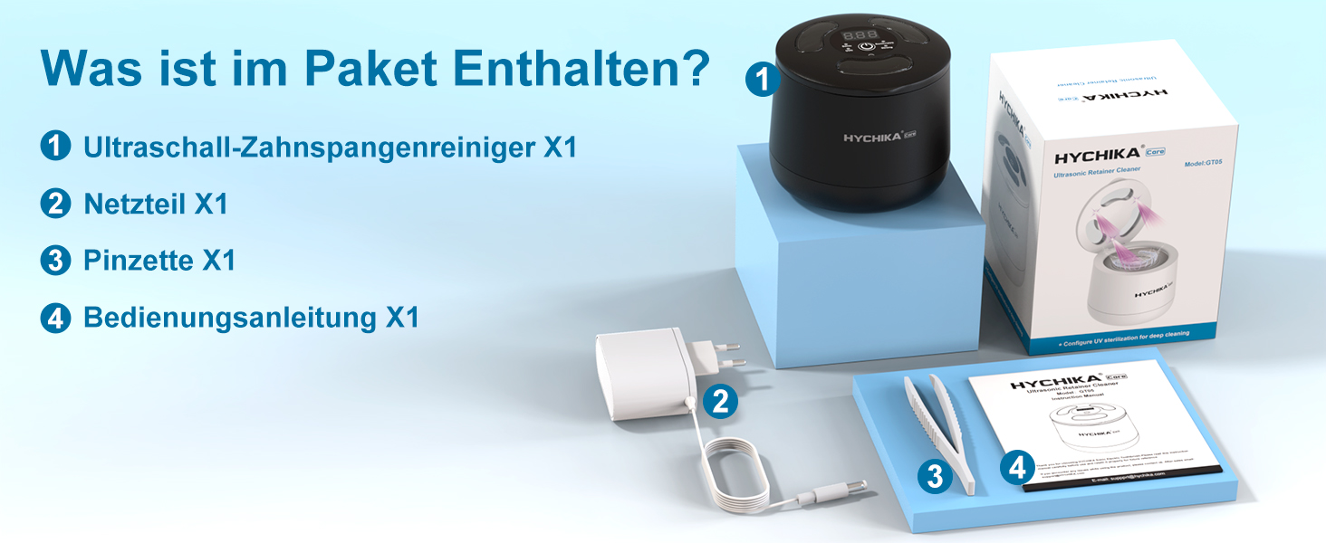 Ультразвуковий очищувач для кап, брекетів та елайнерів з УФ-стерилізацією 45 кГц, 4 режими, 200 мл, чорний