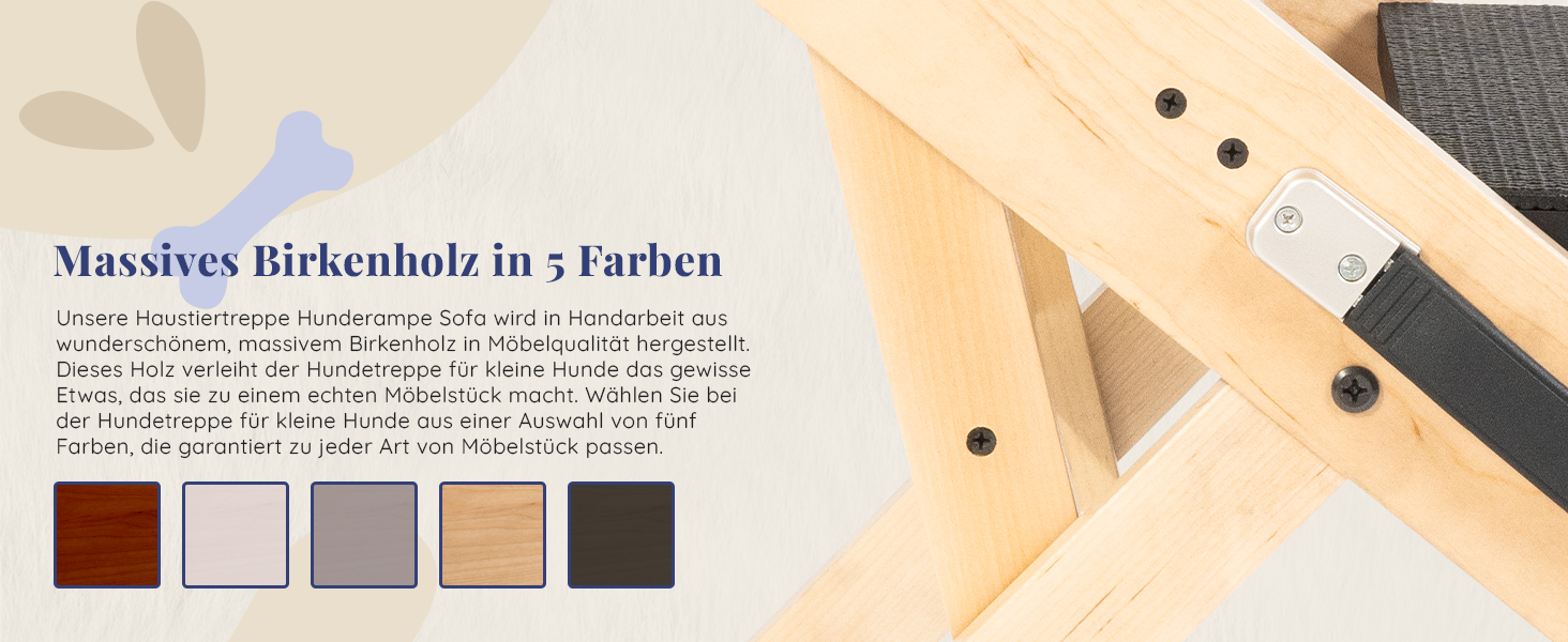 Сходинка для собак на ліжко та диван 2-в-1 - регульована рамка для маленьких собак, легка переносна сходинка з платформою, натуральне дерево