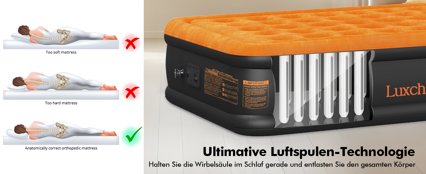 Надувне ліжко самонадувна, 1 місце, з електричним насосом, преміум якість, для кемпінгу та дому, темно-помаранчевий колір