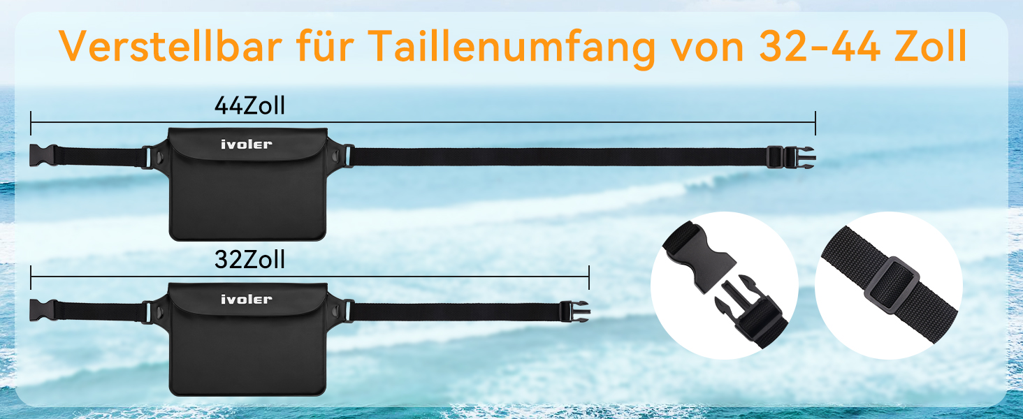 Водонепроникна поясна сумка-мішок Ivoler з водонепроникним чохлом для телефону, універсальна пляжна сумка для водного спорту, плавання, відпочинку на човні (чорна)