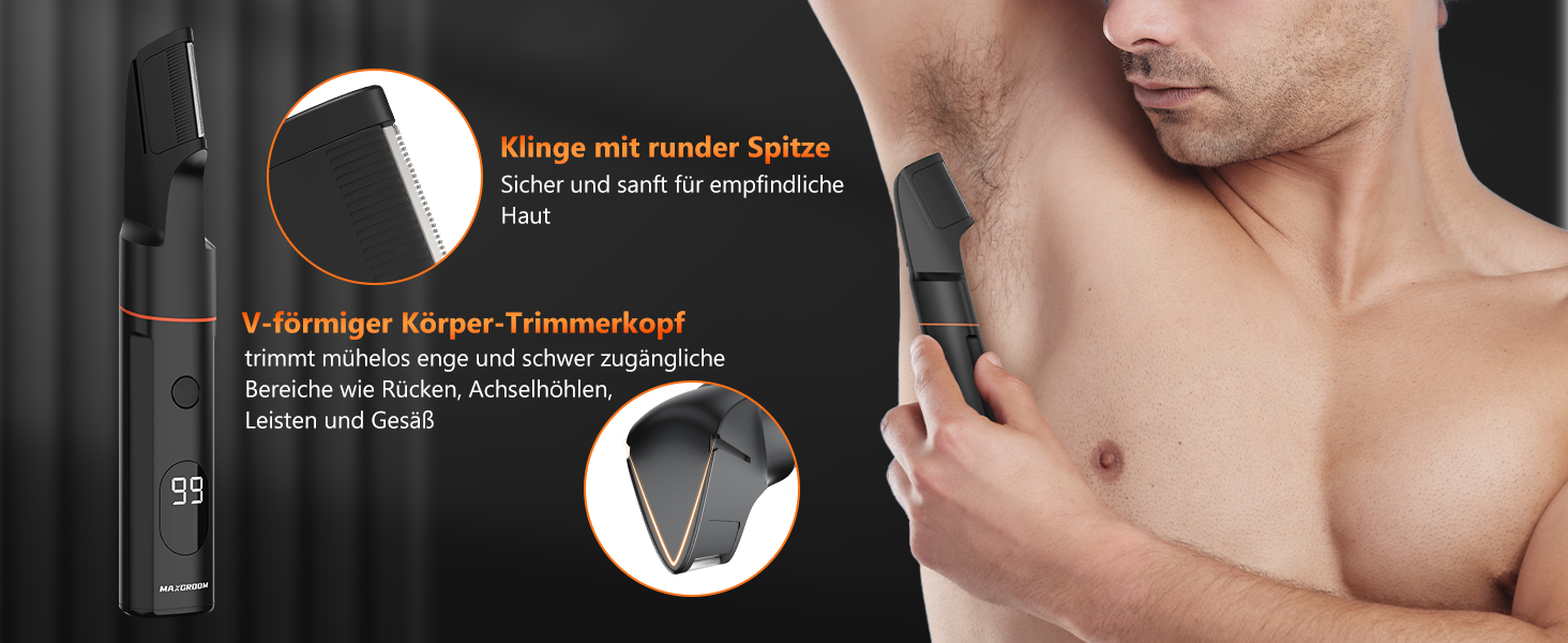 Електричний чоловічий триммер 4-в-1 для тіла, обличчя та інтимної зони (чорний)