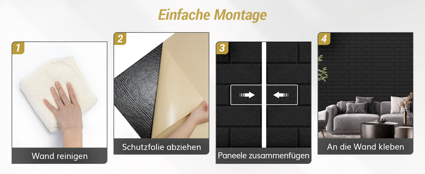 Акустичні панелі TONOR у вигляді цегли, самоклеючі шумопоглинаючі плити для стін (18 шт, 30x30x0,9 см), чорні — для звукоізоляції та декору кімнати