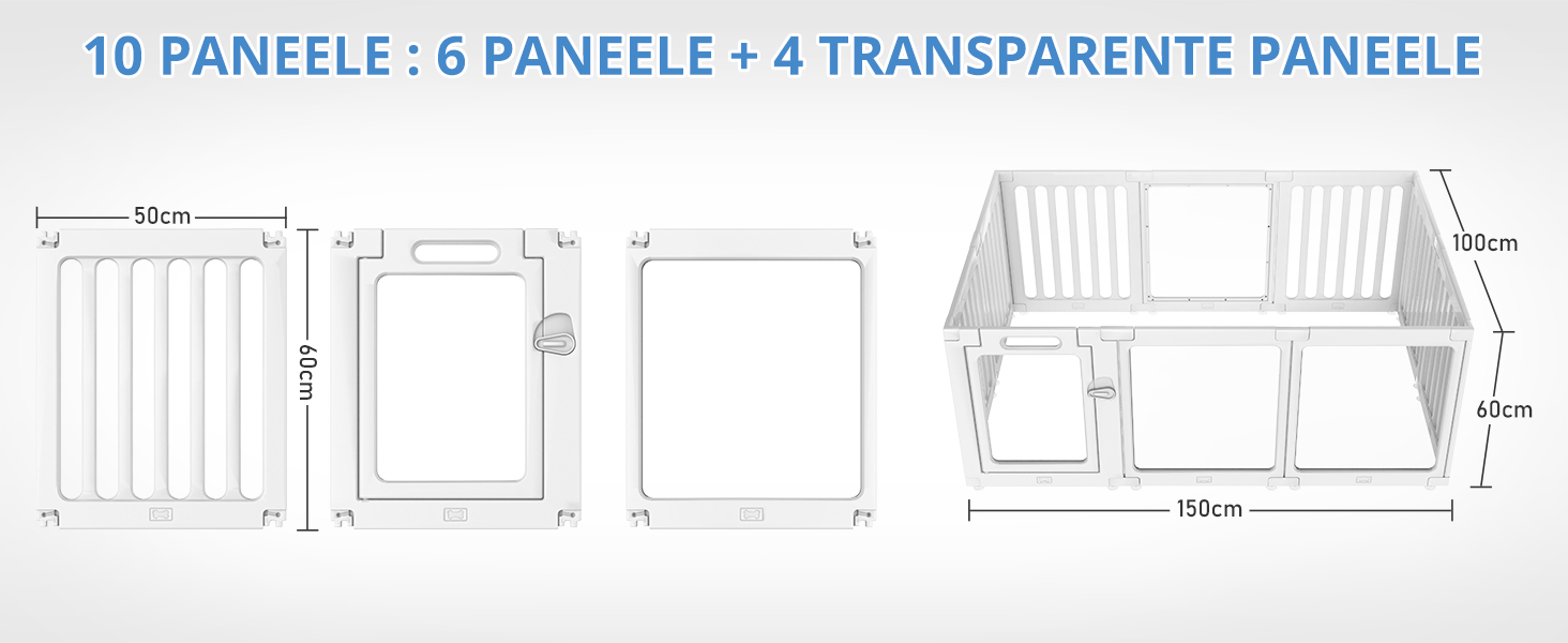 Акриловий вольєр для цуценят Indoor 60 см, прозорий вольєр для цуценят, вольєр для домашніх тварин з пластику для маленьких собак, легко збирається та чиститься, 14 панелей (200L x 150B x 60H см)