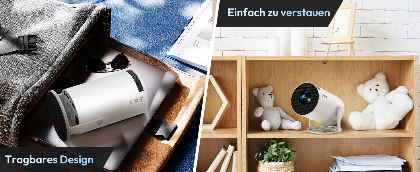 Портативний проєктор Xgody Gimbal 3 New: 12000 Люмен, Android 11.0, WiFi 6, Bluetooth, Auto Keystone, 720P HD (Підтримка 4K 1080P)