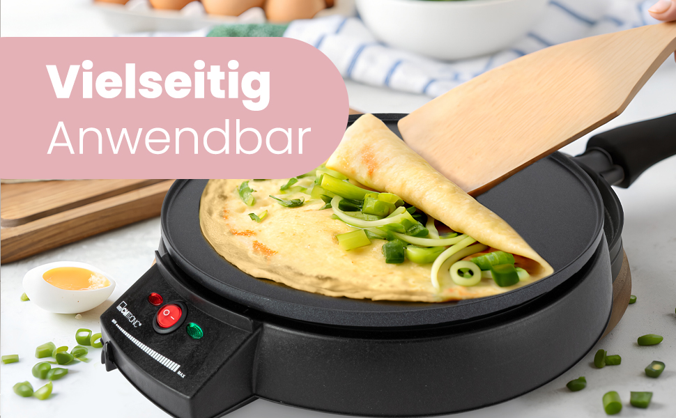 Clatronic® Crepe Maker for crepes with Ø29 cm | including batter dispenser | Crepe Maker | non-stick coated surface | continuously adjustable thermostat | Crepemaker | pancake maker with 900W | cm 3372