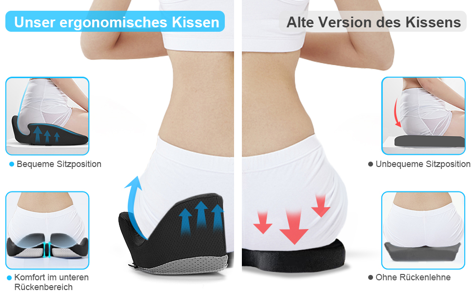 Подушка для офісного крісла Ajiteogy з Memory Foam, ергономічна, для рівномірного розподілу ваги та комфорту