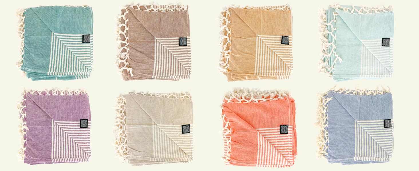 Великий пляжний рушник MOMOMUS Fouta XXL 200x200 см з бавовни з китицями