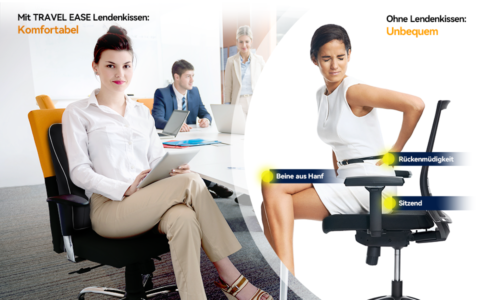 Подушка для спини Ergonomisches RückenKissen Travel Ease з Memory Foam - для офісного та комп'ютерного крісла, чорна